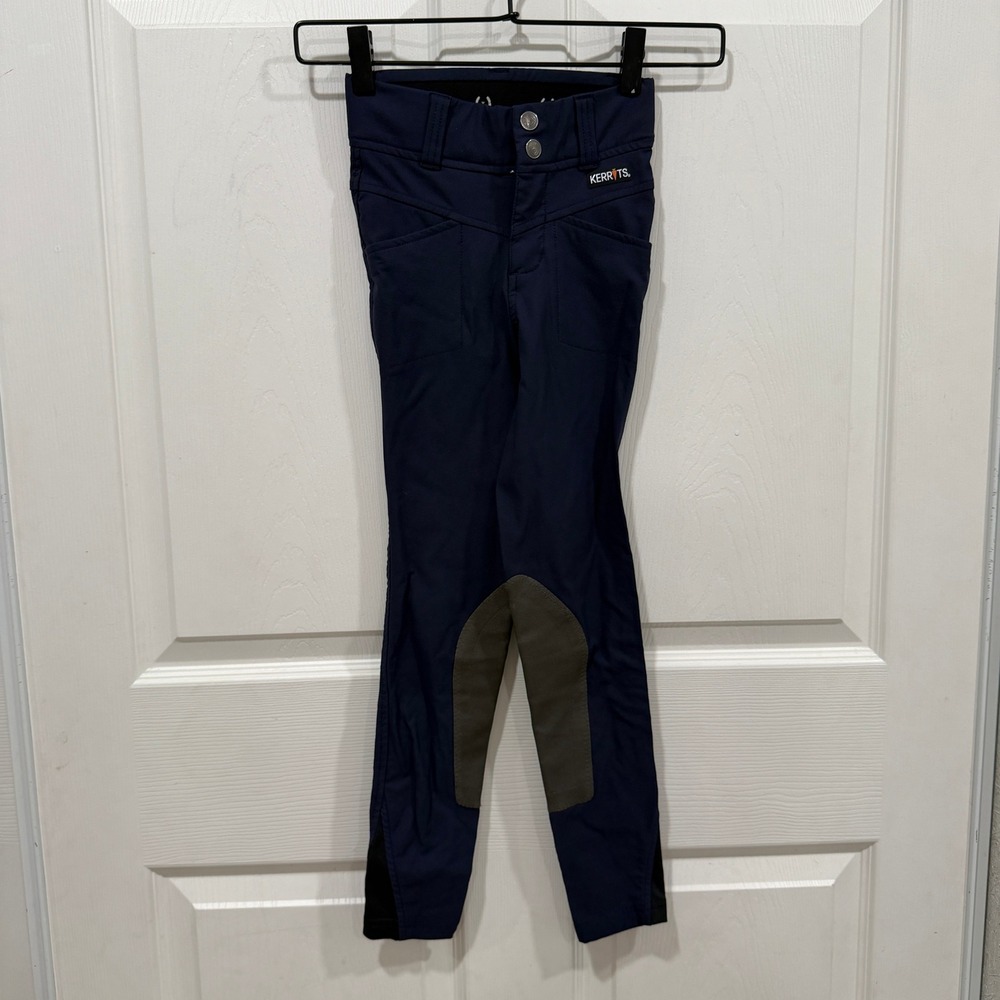 Kerrits Kids‎ Riding Breeches Size S Navy Blue Knee Equestrian Horseback Riding